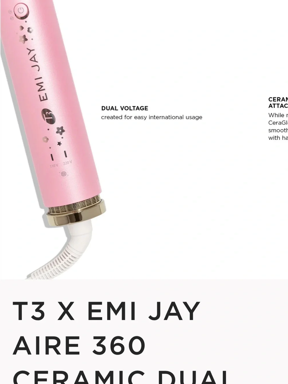 ISO POST‼️‼️ LOOKING TO BUY! T3 x Emi Jay Pink Hair Dryer - Ceramic Styling Tool